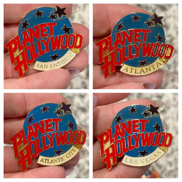 13 Planet Hollywood Lapel Pins Vtg 90s Enamel Pinbacks USA Mexico NYC Various - Picture 3 of 6